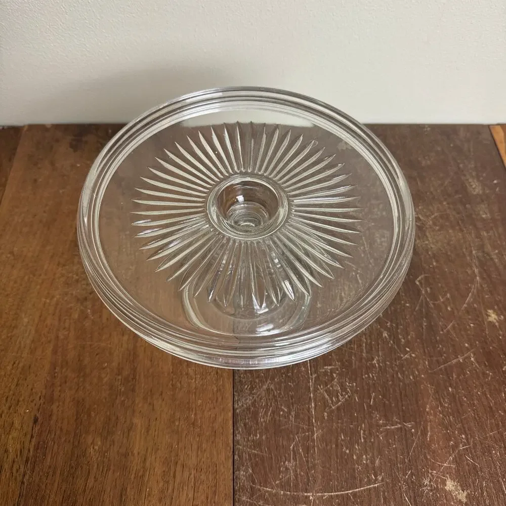 Vintage Clear Pressed Glass Cake Dessert Stand Timeless Classic‎ Kitchen Decor